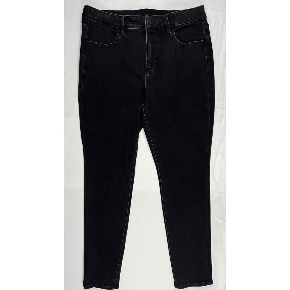 American Eagle Dream Stretch Skinny Jeans Black High Rise Womens 12 Short